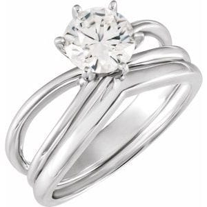 Rings 14K White 6.5 mm Round Engagement Ring Mounting