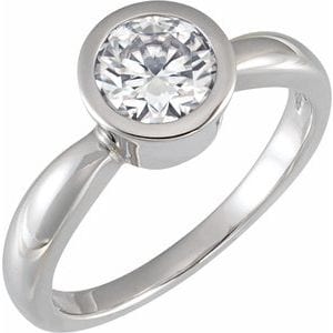 Rings 14K White 6.5 mm Round Bezel-Set Solitaire Engagement Ring Mounting
