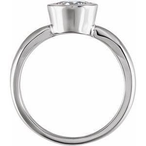 Rings 14K White 6.5 mm Round Bezel-Set Solitaire Engagement Ring Mounting