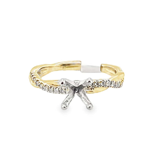14K YELLOW GOLD NO CENTER (6MM RBC) .09CT TW NATURAL DIAMOND ACCENT INFINITY STYLE RING