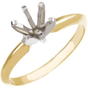 Rings 14K Yellow & White 5.4-5.7 mm Round Pre-Notched 6-Prong Solitaire Ring Mounting