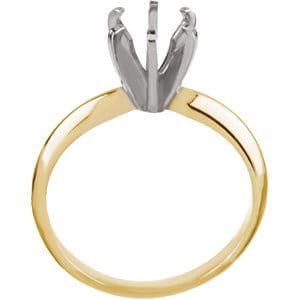 Rings 14K Yellow & White 5.4-5.7 mm Round Pre-Notched 6-Prong Solitaire Ring Mounting