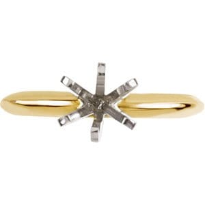 Rings 14K Yellow & White 5.4-5.7 mm Round Pre-Notched 6-Prong Solitaire Ring Mounting