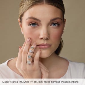 Rings 14K White 6 mm Round .08 CTW Natural Diamond Semi-Set Engagement Ring