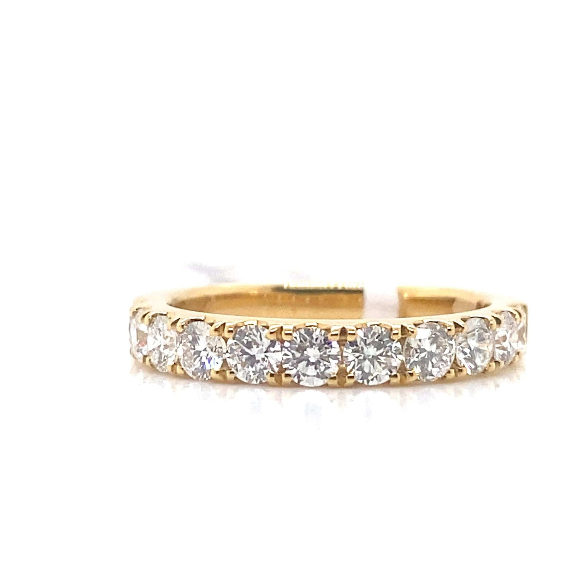 18K YELLOW GOLD .96 CT TW NATURAL ROUND BRILLANT DIAMOND ACCENT PRONG STYLE BAND