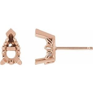 Earrings 14K Rose 8x5 mm Pear 3-Prong Earring Mounting