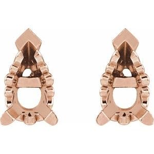 Earrings 14K Rose 8x5 mm Pear 3-Prong Earring Mounting