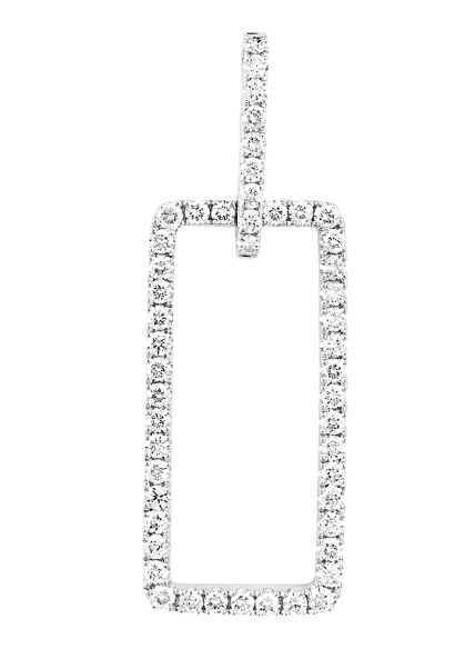 14K WHITE GOLD .49CT TW LAB DIAMOND RECTANGLE NECKLACE