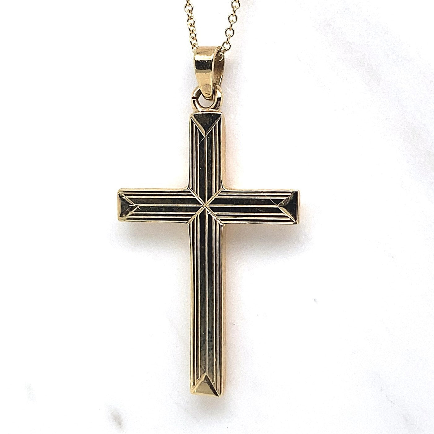 Christopher Fine Diamonds 14K YELLOW GOLD CROSS AND CHAIN   ESTATE