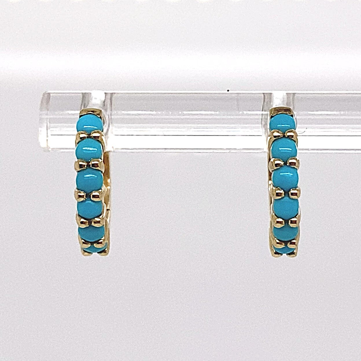 christopher fine diamonds 14k yellow gold turquoise hoop earrings