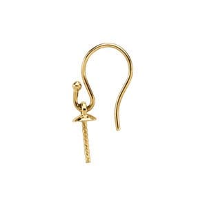 Earrings 18K Yellow Shepherd Hook Earring Mounting for 13 mm Pearl