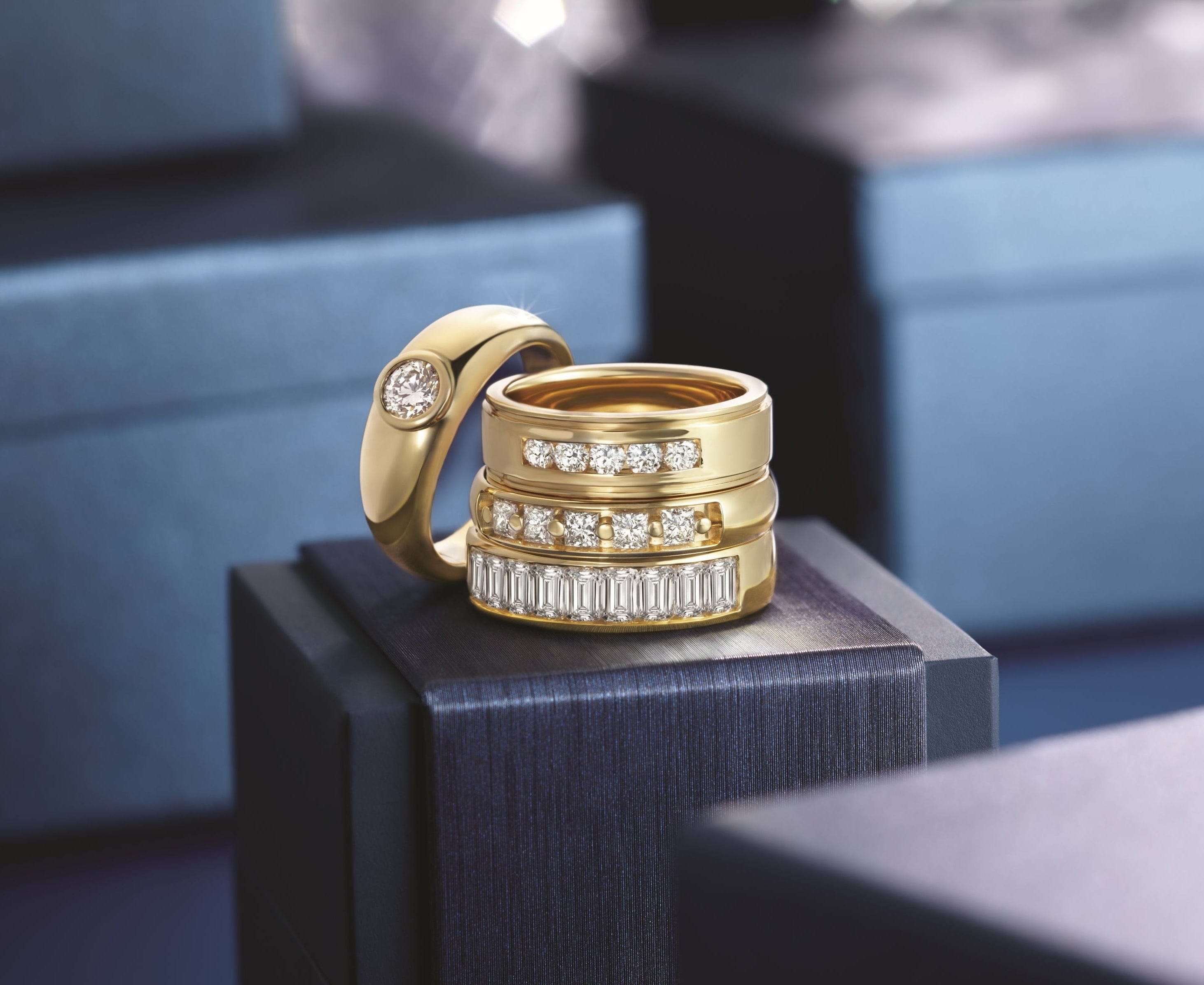 4 yellow gold and diamond mens wedding rings