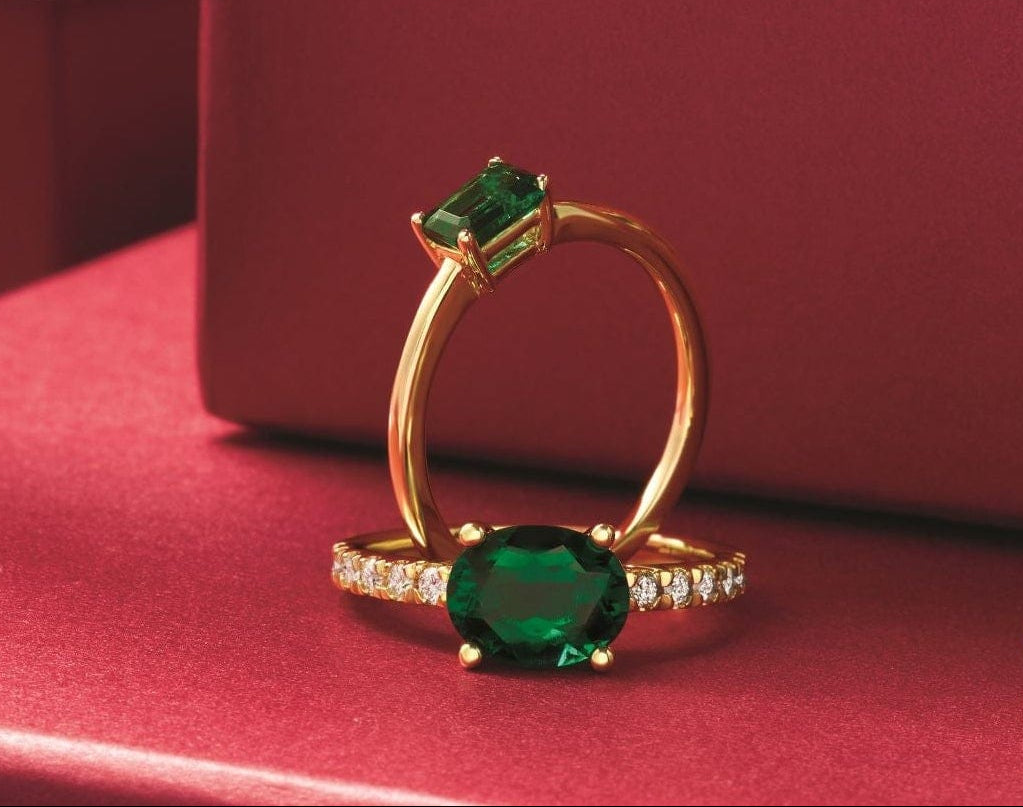 Emerald engagement rings, emerald earrings and emerald necklaces