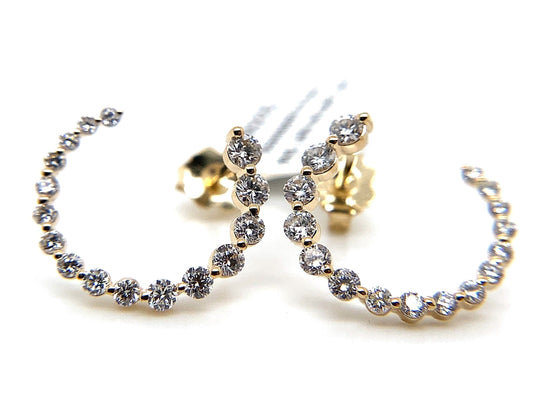 14K YELLOW GOLD .60 CT TW NATURAL DIAMOND ROUND BRILLIANT CIRCLE SHAPE FASHION EARRINGS
