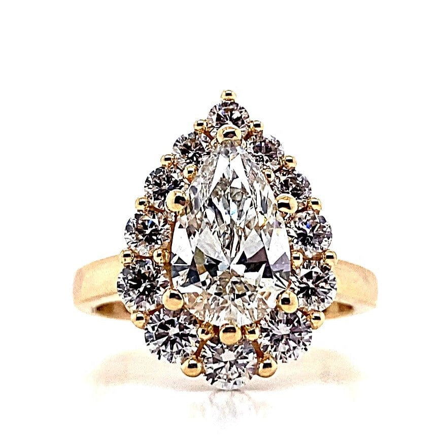 14K YELLOW GOLD 1.50CT PEAR LAB GROWN DIAMOND CENTER 1CT LAB GROWN DIAMOND ACCENT RING