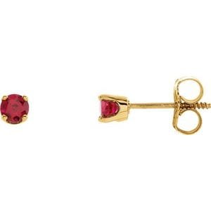 Earrings 14K Yellow Imitation Ruby Youth Earrings