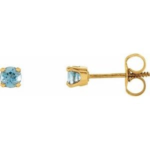 Earrings 14K Yellow Imitation Blue Zircon Youth Earrings