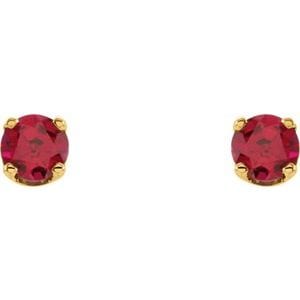 Earrings 14K Yellow Imitation Ruby Youth Earrings