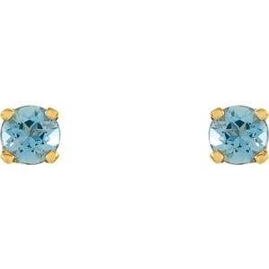 Earrings 14K Yellow Imitation Blue Zircon Youth Earrings