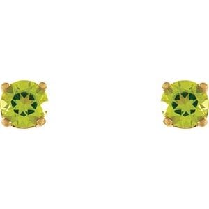 Earrings 14K Yellow Imitation Peridot Youth Earrings