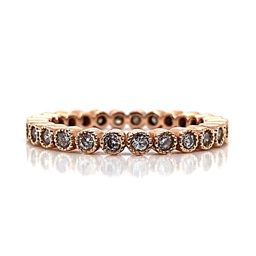 14K ROSE GOLD .40 CT TW BEZEL MILGRAIN BAND