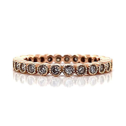 14K ROSE GOLD .40 CT TW BEZEL MILGRAIN BAND