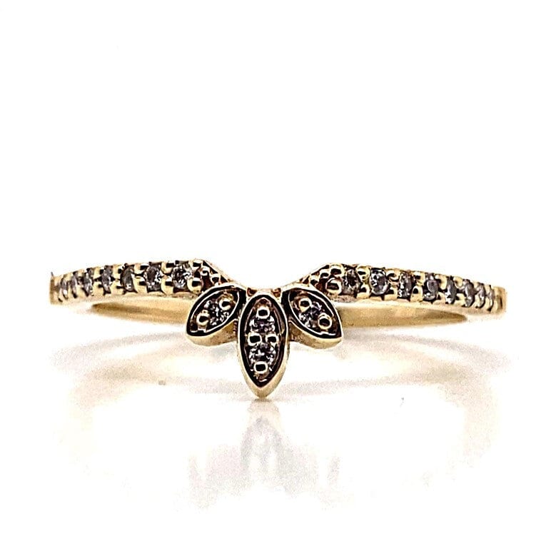 14K YELLOW GOLD .22 CT PAVE / MARQUISE SHAPE NESTING BAND