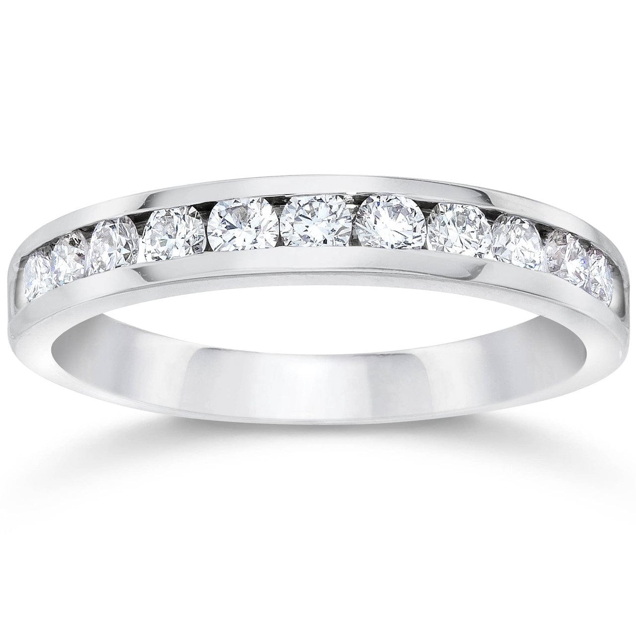14K WHITE GOLD 1/2 CT TW DIAMOND CHANNEL SET BAND WITH SQUARE SHANK