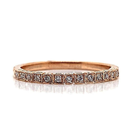 14K ROSE GOLD .08 CT TW MILGRAIN DESIGN BAND