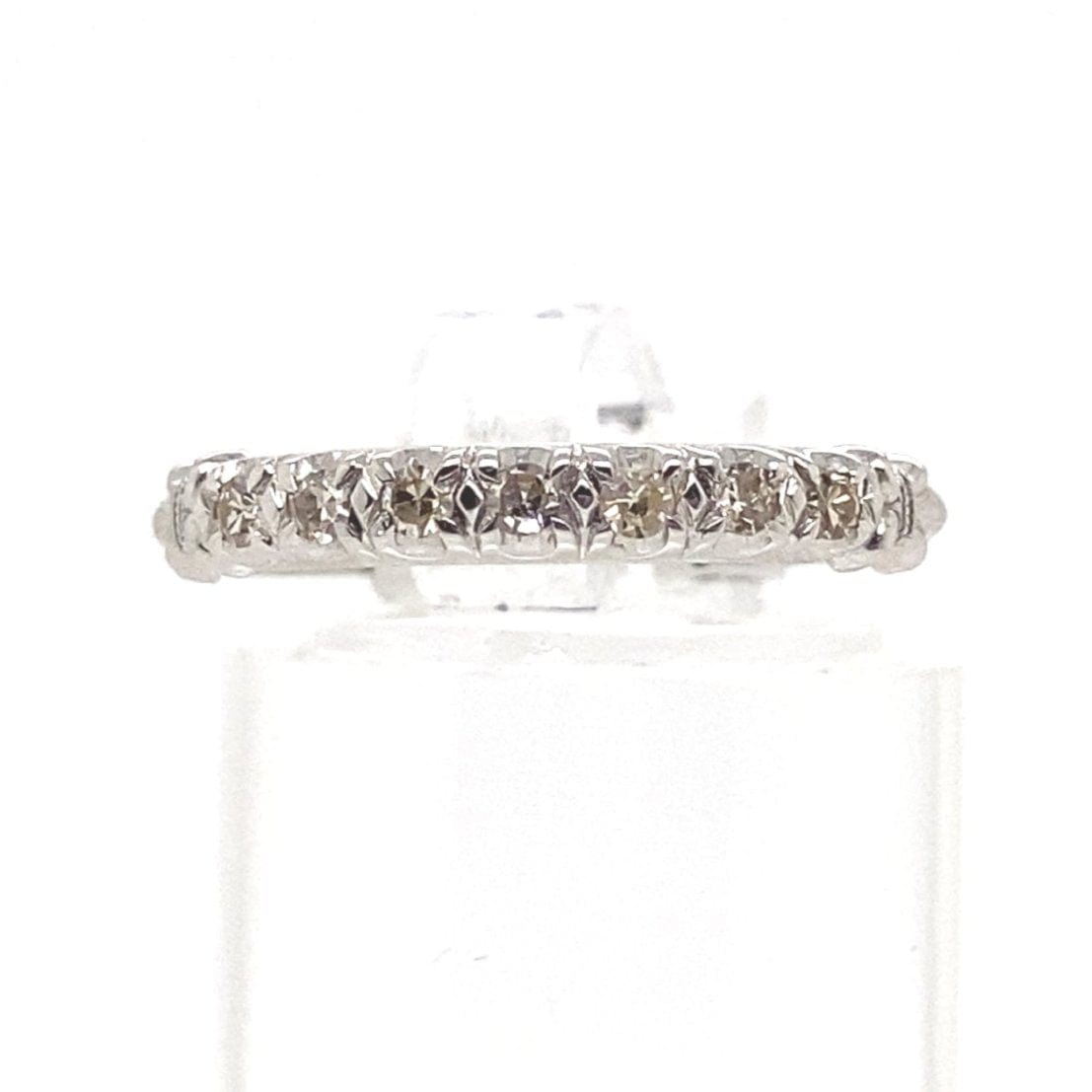 14K WHITE GOLD .12CT TW L-M/SI1 ROUND SINGLE CUT NATURAL DIAMOND ESTATE BAND