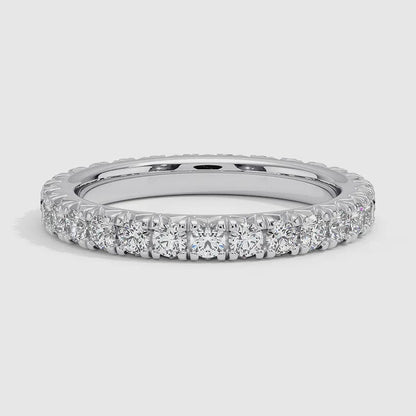 14K WHITE GOLD 1.0 CT TW NATURAL ROUND BRILLIANT DIAMOND ETERNITY STYLE BAND SIZE 6