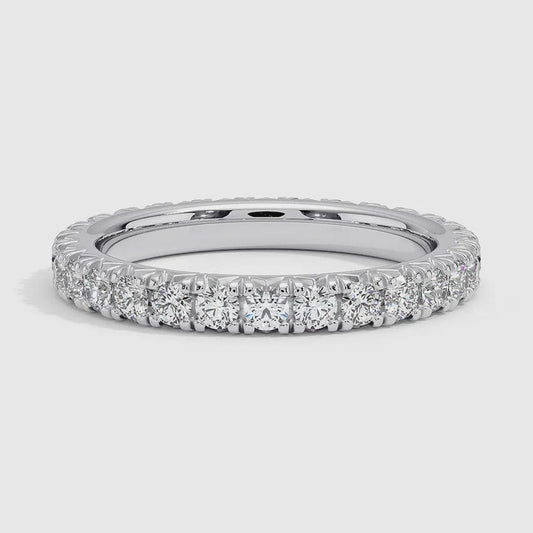 14K WHITE GOLD 1.0 CT TW NATURAL ROUND BRILLIANT DIAMOND ETERNITY STYLE BAND SIZE 6