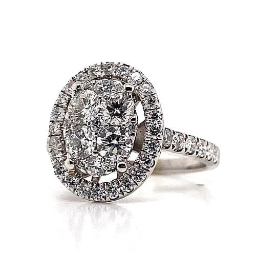 14K WHITE GOLD 1.55 CTW DIAMOND OVAL HALO ENGAGEMENT RING