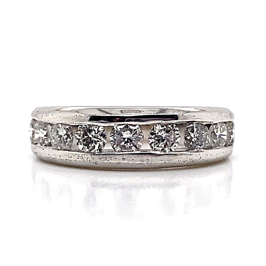 14K WHITE GOLD 1.35 CT TW NATURAL ROUND BRILLIANT DIAMOND CHANNEL SET MEN'S RING