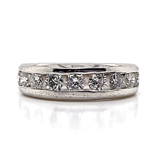 14K WHITE GOLD 1.35 CT TW NATURAL ROUND BRILLIANT DIAMOND CHANNEL SET MEN'S RING