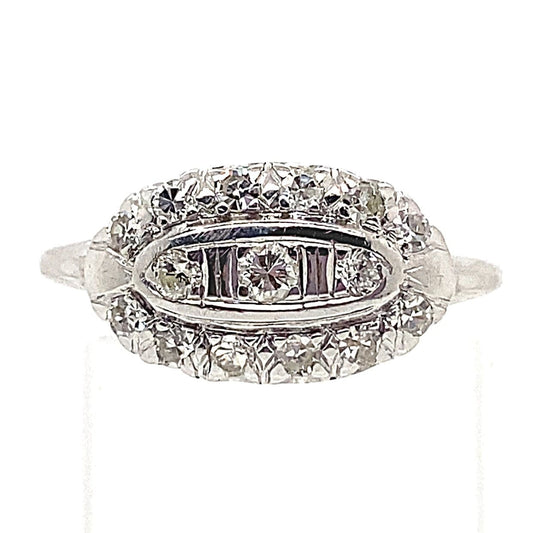 14K WHITE GOLD .60CT TW NATURAL DIAMOND ACCENTS VINTAGE RING