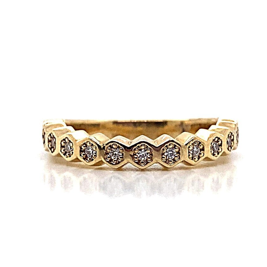 14K YELLOW GOLD MOISSANITE HONEYCOMB BAND
