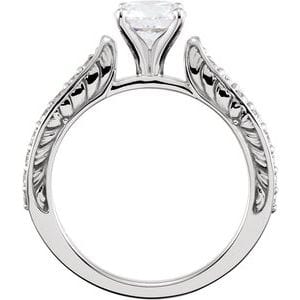 Rings 14K White 6.5 mm Round Sculptural Engagement Ring Mounting