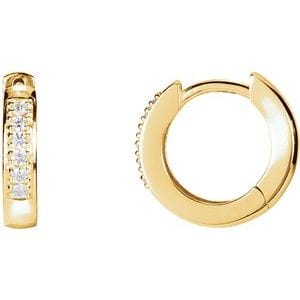 Earrings 14K Yellow .08 CTW Natural Diamond 12.5 mm Hoop Earrings