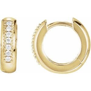 Earrings 14K Yellow 1/8 CTW Natural Diamond 12.6 mm Huggie Earrings