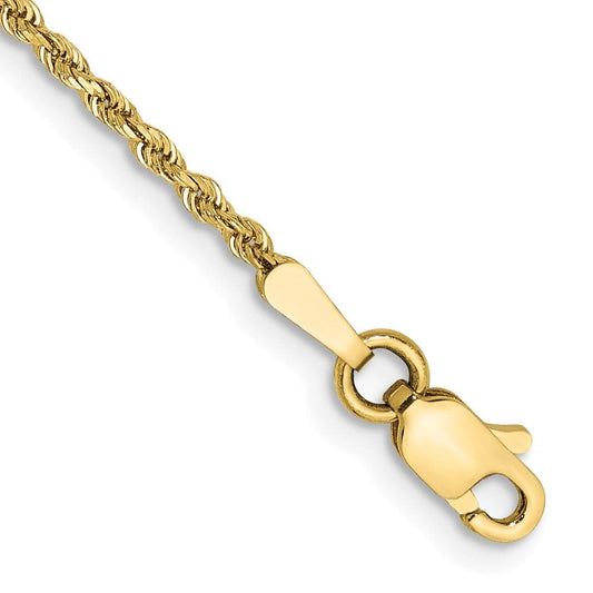 10 / 1.5 10k 1.5mm Diamond-cut Rope Chain Anklet