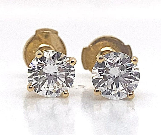18K YELLOW GOLD 1.45 CT TW LAB GROWN ROUND BRILLIANT F/VS1 STUD EARRINGS