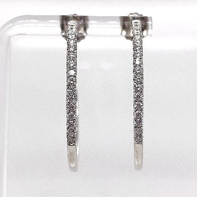 14K WHITE GOLD .71CT TW NATURAL ROUND BRILLIANT DIAMOND HOOP EARRINGS