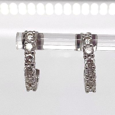 14K WHITE GOLD 1.0 CT TW NATURAL ROUND BRILLIANT DIAMOND HOOP EARRINGS