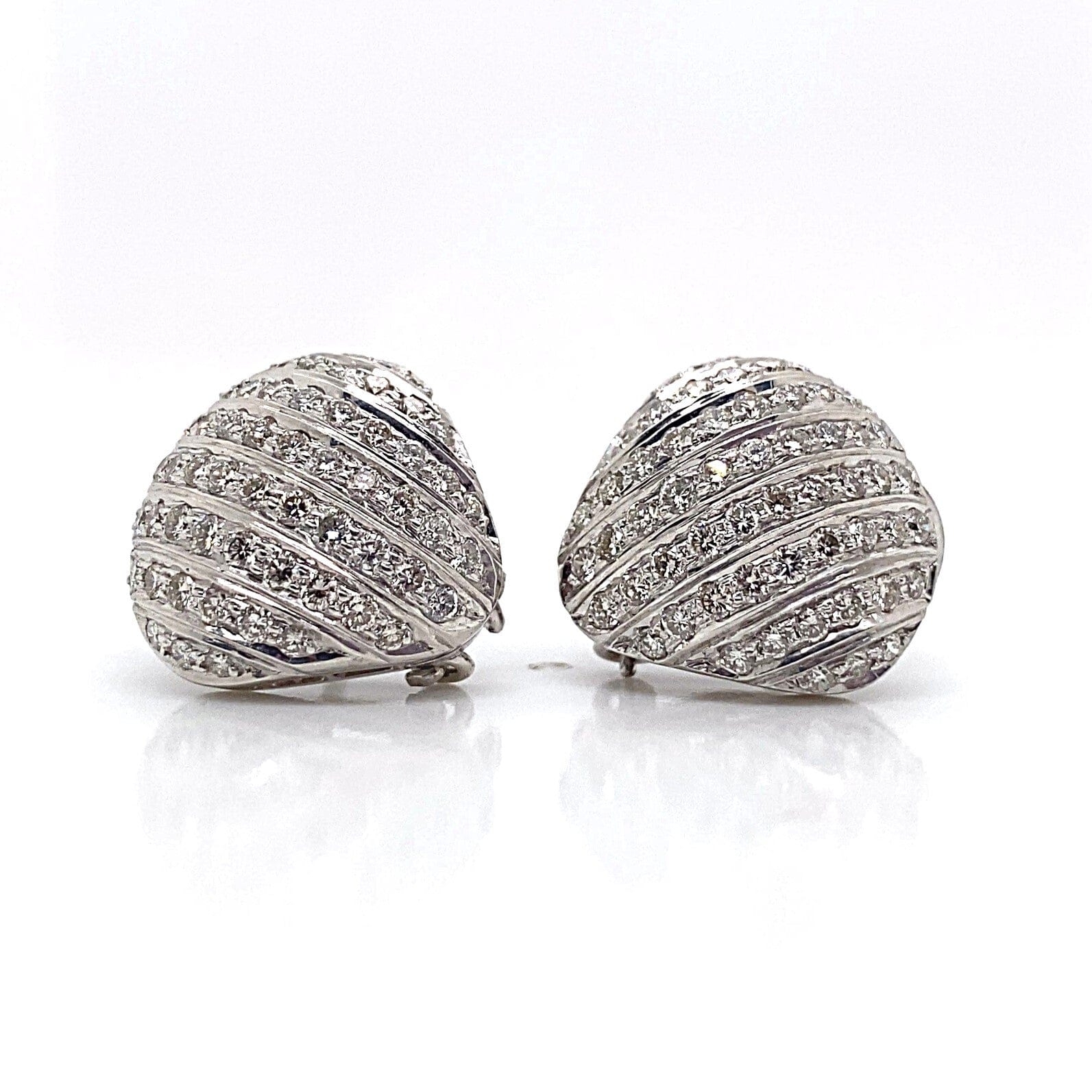 PLATINUM 1.60 CT TW NATURAL DIAMOND PAVE EARRINGS ESTATE