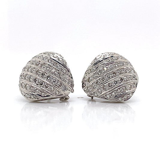 PLATINUM 1.60 CT TW NATURAL DIAMOND PAVE EARRINGS ESTATE