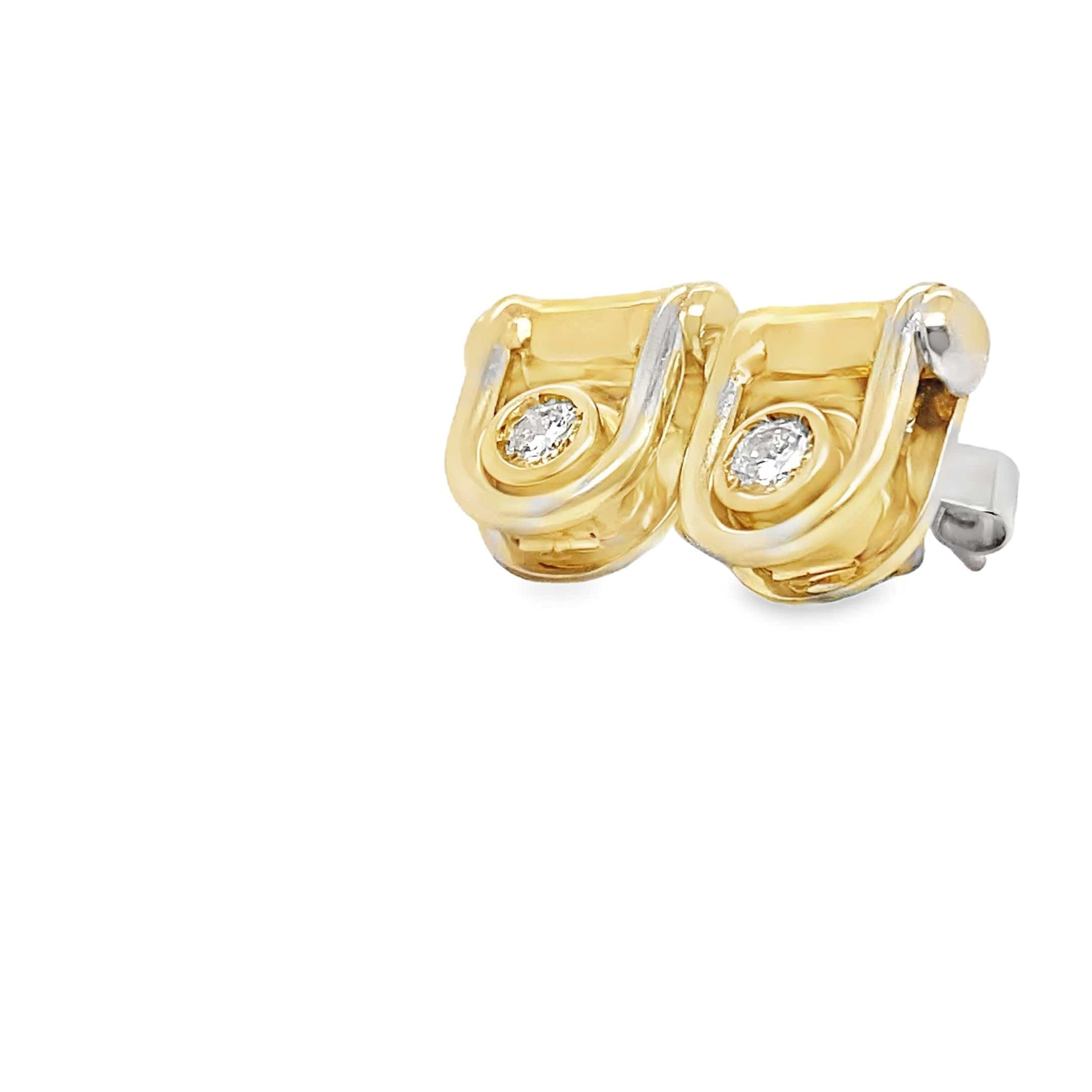 14K GOLD DIAMOND BEZEL EARRINGS .35 CT TW ROUND BRILLIANT