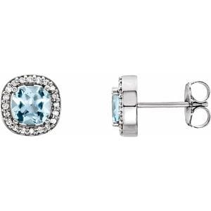 Earrings 14K White Natural Sky Blue Topaz & 1/10 CTW Natural Diamond Earrings