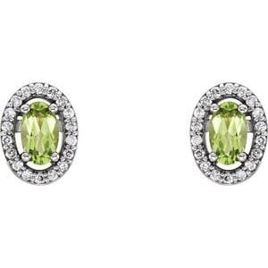 Earrings 14K White Natural Peridot & .08 CTW Natural Diamond Earrings
