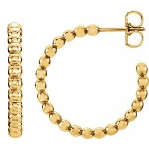 Earrings 14K Yellow Beaded 21 mm Hoop Earrings